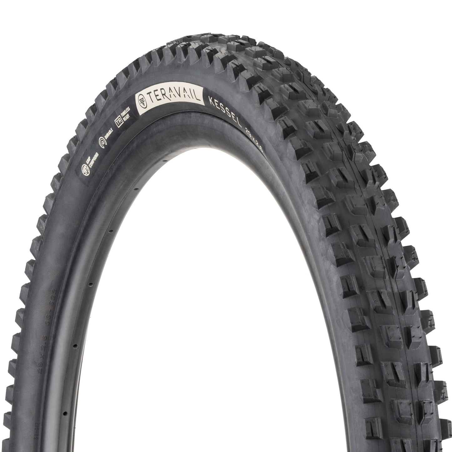 Teravail Kessel mountain bike tire three quarter view with black side wall