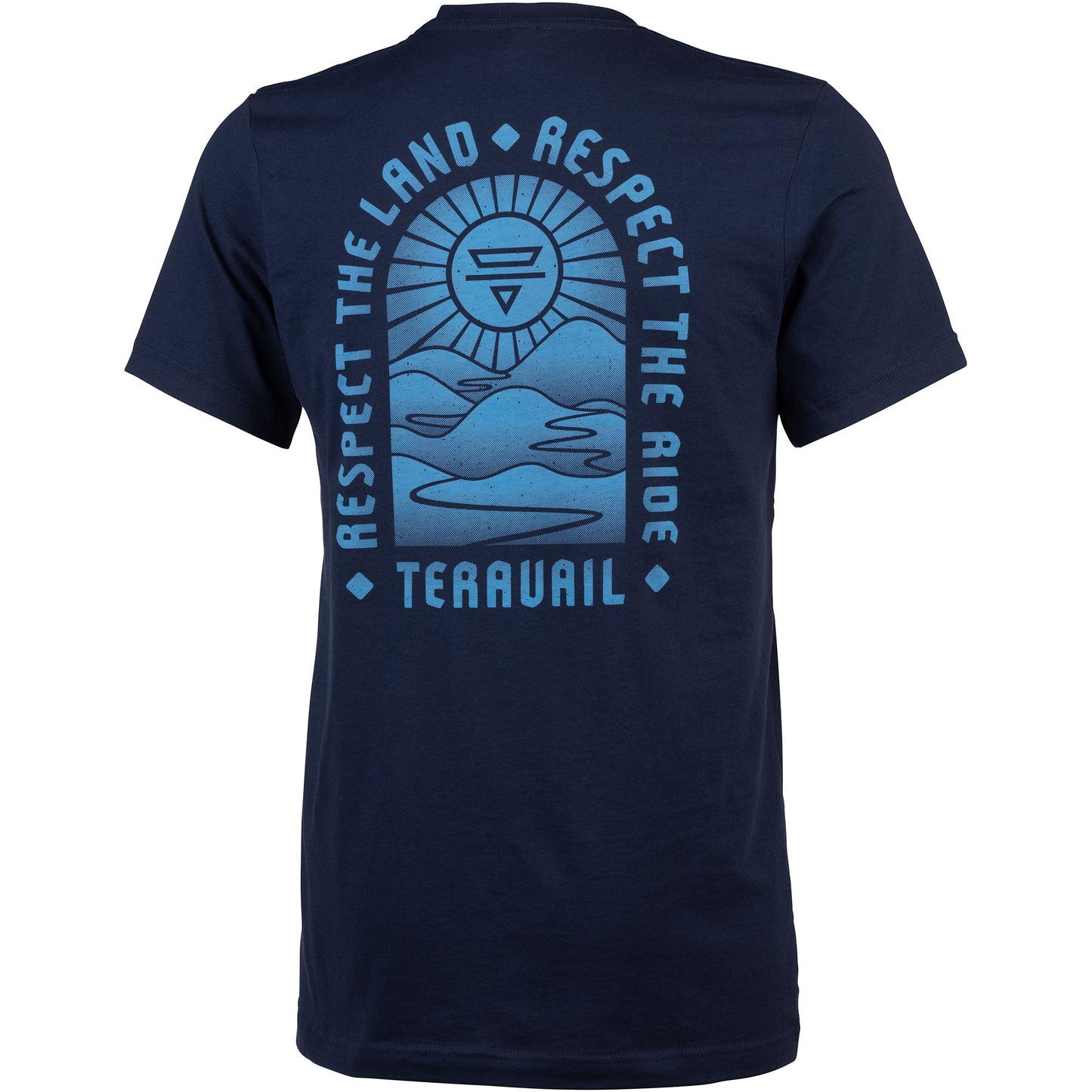 Teravail Landmark T-Shirt back navy blue with Teravail name and illustration