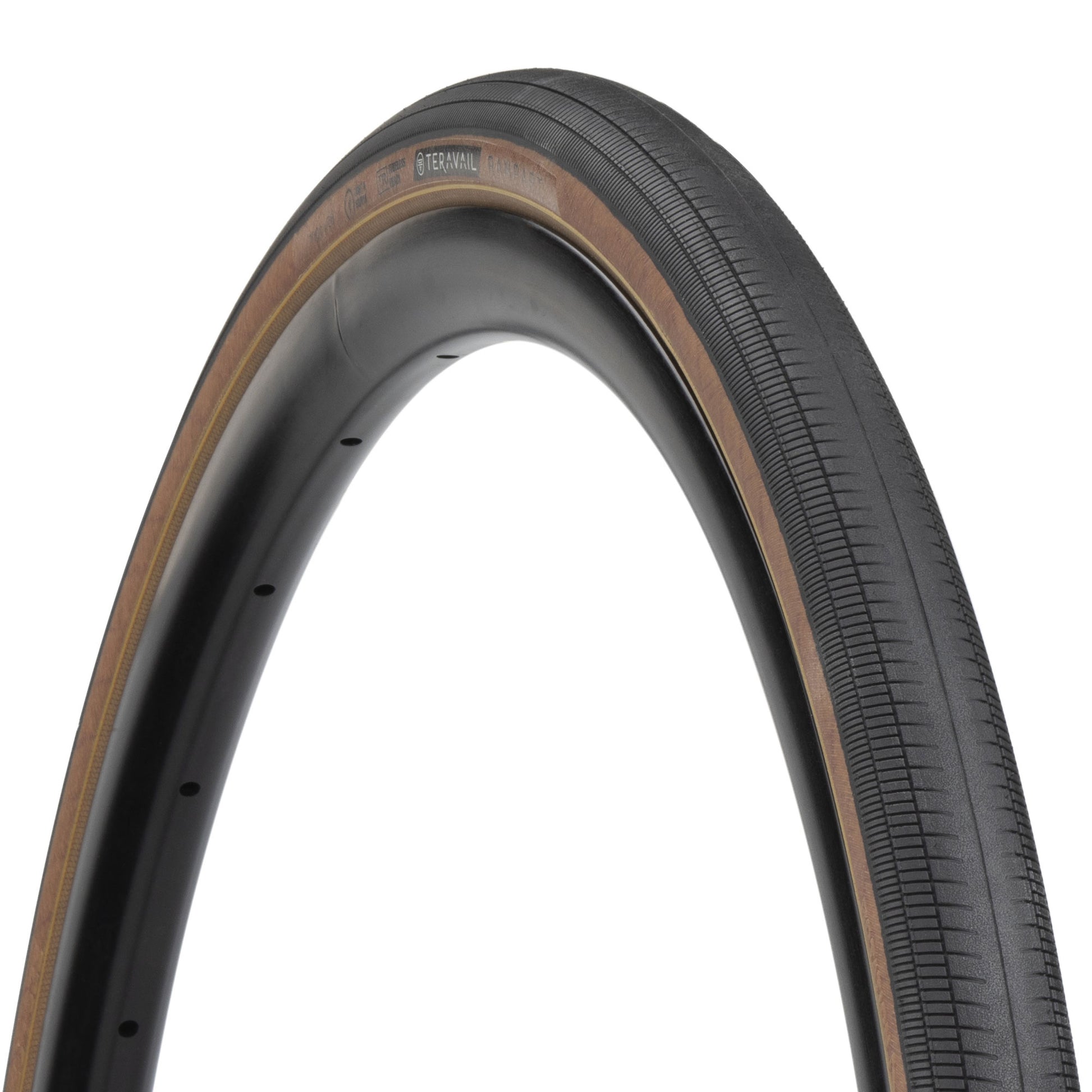 Teravail Rampart tire three-quarter view showing tan sidewall